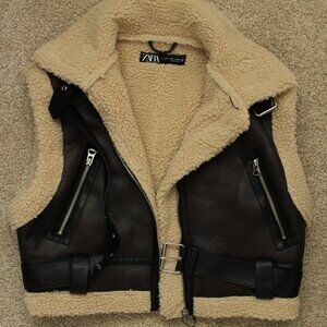 Zara Cropped Double Faced Vest Dark Brown